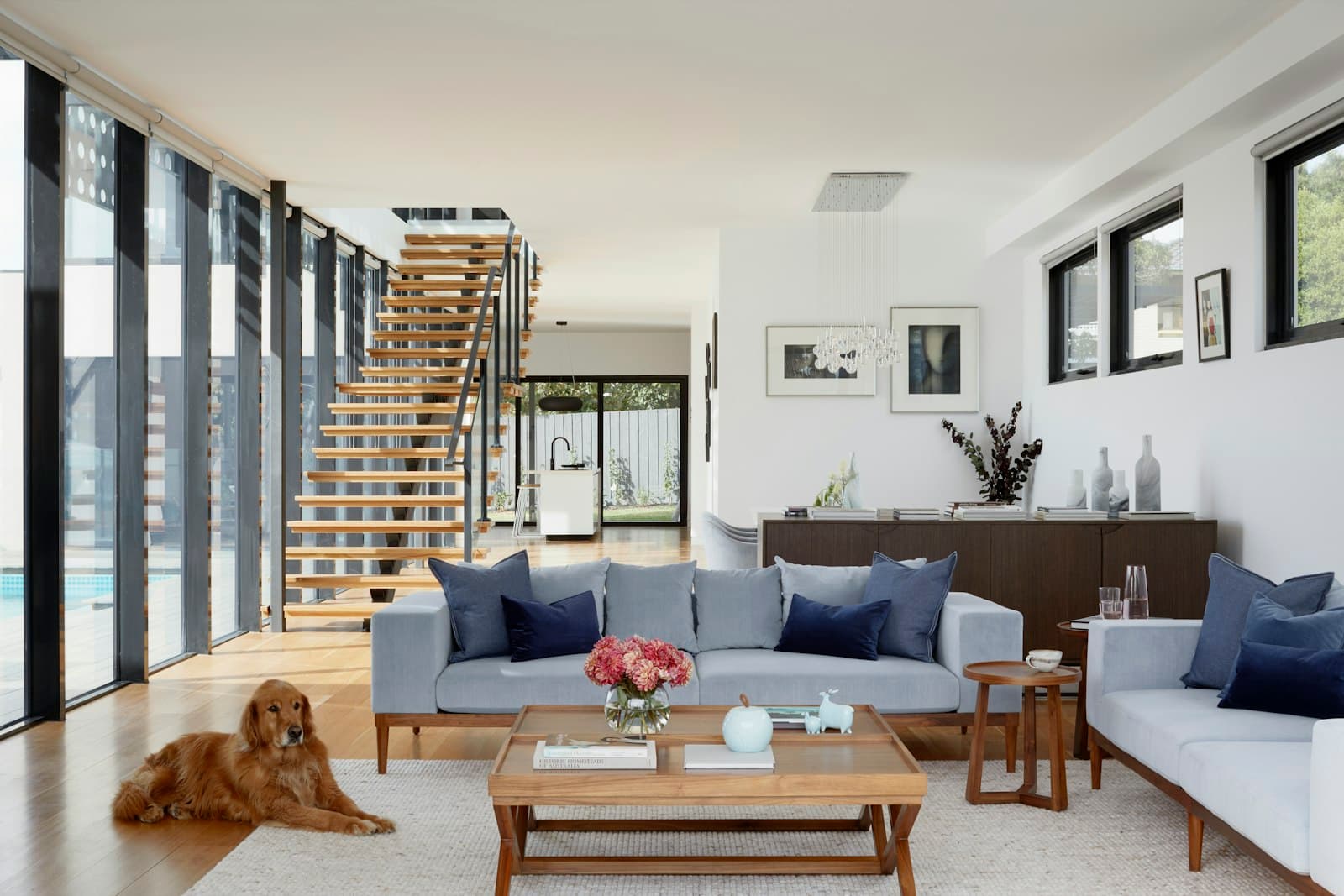A finished interior with joinery, seating, and daylight.